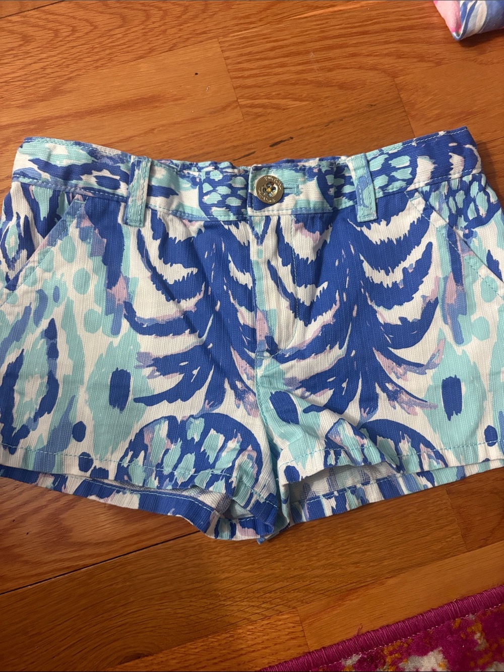 Lilly Pulitzer Blue & Aqua Printed High Waist Girls' Shorts